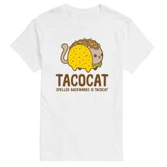 アニメキャラクター メンズ トップス Tシャツ グラフィック Licensed Character Mens Tacocat Spelled Backwards Graphic Tee White ホのサムネイル