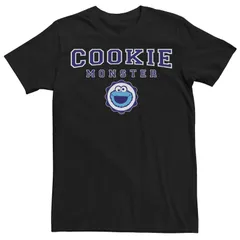 アニメキャラクター メンズ トップス Tシャツ Licensed Character Mensesame Street Cookie Monster Preppy Tee Black ブラック