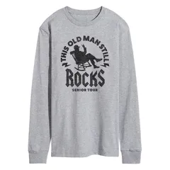 アニメキャラクター メンズ トップス Tシャツ Licensed Character Mens This Old Man Still Rocks Long Sleeve Tee Gray グレー