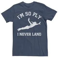 ディズニー メンズ トップス Tシャツ Disneys Peter Pan Im So Fly I Never Land Mens Tee Navy Heather ヘザーのサムネイル