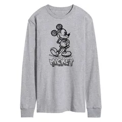 ディズニー メンズ トップス Tシャツ グラフィック Disneys Mickey Mouse Mensketch Long Sleeve Graphic Tee Gray グレー
