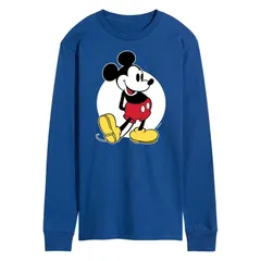 ディズニー メンズ トップス Tシャツ グラフィック Disneys Mickey Mouse Mens Classic Long Sleeve Graphic Tee Blue ブルー