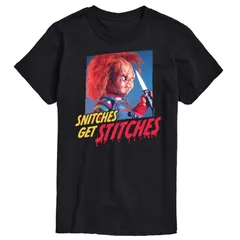 アニメキャラクター メンズ トップス Tシャツ トール グラフィック Licensed Character Big Tall Chucky Snitches Get Stitches Graphic Tee Black ブラック