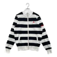 中古 レディース ルコックスポルティフ le coq sportif ニットアウター LL 白×黒 ボーダー フルジップ