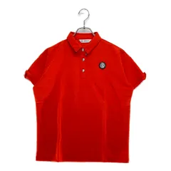 中古 レディース アンパスィ and per se 半袖ポロシャツ L オレンジ 総柄