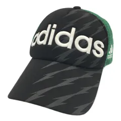 中古 アディダス adidas キャップ フリー 54~57cm ブラック×グリーン 黒×緑 メッシュキャップ
