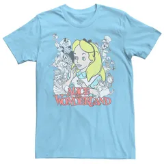 ディズニー メンズ トップス Tシャツ Mens Disneys Alice In Wonderland Characters Tee Light Blue ブルー