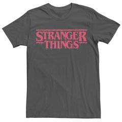 애니메이션 캐릭터 맨즈 탑스 T셔츠 로고 Licensed Character Mens Netflix Stranger Things Draining Blood From Letters Logo Tee Charcoal 차콜