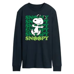アニメキャラクター メンズ トップス Tシャツ Licensed Character Mens Peanutsnoopy Clover Dance Long Sleeve Tee Navy ネイビー