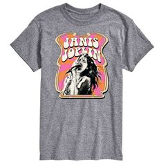애니메이션 캐릭터 맨즈 탑스 T셔츠 Licensed Character Mens Janis Joplin Poster Tee Gray 회색