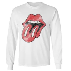 アニメキャラクター メンズ トップス Tシャツ ヴィンテージ Licensed Character Mens Rolling Stones Vintage Tongue Long Sleeve White ホワイト