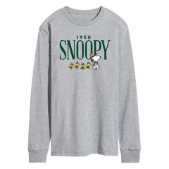 アニメキャラクター メンズ トップス Tシャツ Licensed Character Mens Peanutsnoopy The Camping Tee Gray グレー