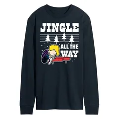 アニメキャラクター メンズ トップス Tシャツ Licensed Character Mens Peanuts Jingle All The Way Piano Long Sleeve Tee Navy ネイビー