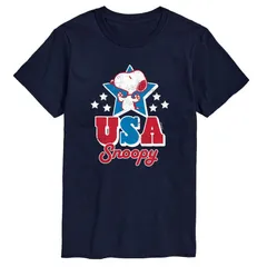 アニメキャラクター メンズ トップス Tシャツ Licensed Character Mens Peanuts USA Snoopy Tee Navy ネイビー
