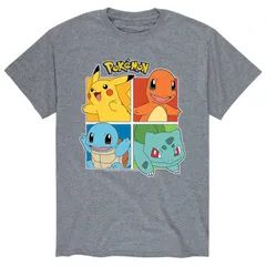 アニメキャラクター メンズ トップス Tシャツ Licensed Character Mens Pokemon Partner Squares Tee Gray グレー