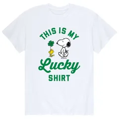 アニメキャラクター メンズ トップス Tシャツ Licensed Character Mens Peanutsnoopy St Patricks Day 34This My Lucky Shirt34 Tee White ホワイト
