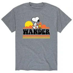 アニメキャラクター メンズ トップス Tシャツ Licensed Character Mens Peanutsnoopy Wander Tee Gray グレー