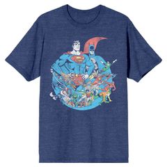 애니메이션 캐릭터 맨즈 탑스 T셔츠 Licensed Character Mens Justice League Superheroes Tee Blue 블루