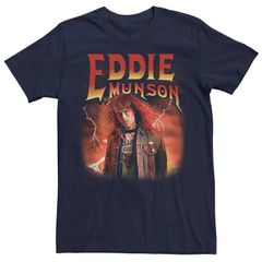 애니메이션 캐릭터 맨즈 탑스 T셔츠 Licensed Character Mens Netflix Stranger Things Eddie Munson Tee Navy 네이비