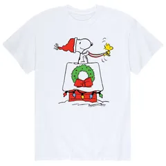アニメキャラクター メンズ トップス Tシャツ Licensed Character Mens Peanutsnoopy Sleigh Tee White ホワイト