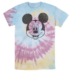 アニメキャラクター メンズ トップス Tシャツ Licensed Character Mens Disney Mickey Mouse Black and White Portrait Wash Tee Blue Pink Light Yellow ブルー