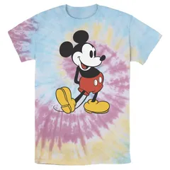 ディズニー メンズ トップス Tシャツ ヴィンテージ Disneys Mickey Mouse Mens Vintage Leg Kick Wash Tee Blue Pink Light Yellow ブルー