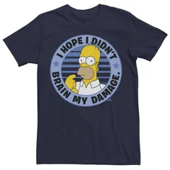 アニメキャラクター メンズ トップス Tシャツ Licensed Character Mens The Simpsons Homer I Hope I Didnt Brain My Damage Tee Navy ネイビー