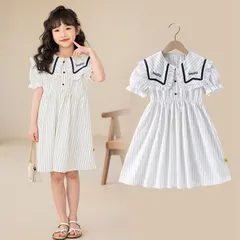 再入荷 ワンピース キッズ 女の子 セーラー襟 キッズ 韓国子供服 ガールズワンピース 女の子 ワンピース 子供服 ドレス 発表会 カジュアル 普段着 可愛い
