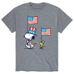 アニメキャラクター メンズ トップス Tシャツ Licensed Character Mens Peanutsnoopy Woodstock March Tee Gray グレー