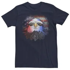 アニメキャラクター メンズ トップス Tシャツ トール Licensed Character Big Tall American Flag Bald Eagle Aviator Sunglasses Grungy Tee Navy ネイビー