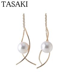 タサキ アルルカンピアス パールチェーンピアス 18金 アルルカン
