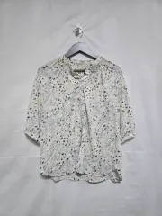 TAGミー アイボリー フラワー パータン 半袖 ブラウス レディース 66 0311