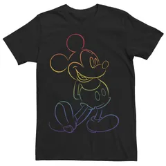 ディズニー メンズ トップス Tシャツ Disneys Mickey Big Rainbow Mens Tee Black ブラック