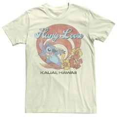 ディズニー メンズ トップス Tシャツ Disneys Lilo Stitchang Loose Kauai Hawaii Mens Tee Natural