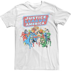 애니메이션 캐릭터 맨즈 탑스 T셔츠 로고 Licensed Character Mens Justice League All Justice Logo Tee White 화이트