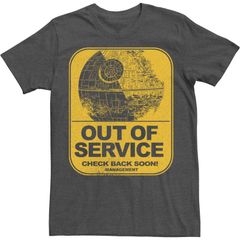애니메이션 캐릭터 맨즈 탑스 T셔츠 톨 Licensed Character Big Tall Star Wars Out Of Service Poster Tee Charcoal Heather 차콜