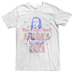 애니메이션 캐릭터 맨즈 탑스 T셔츠 Licensed Character Menstranger Things Erica You Cant Spell America Without Erica Tee White 화이트