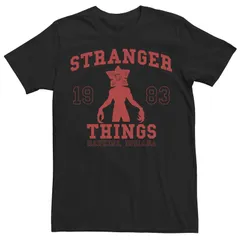 アニメキャラクター メンズ トップス Tシャツ Licensed Character Menstranger Things Demogorgon Collegiate 1983 Hawkins Indiana Tee Black ブラック