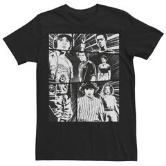 애니메이션 캐릭터 남성 탑스 티셔츠 다운 Licensed Character Menstranger Things Group Shot Comic Strip Stare Down Tee Black 블랙