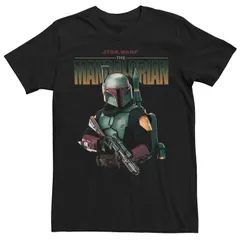 スター ウォーズ メンズ トップス Tシャツ ロゴ Menstar Wars The Mandalorian Boba Fett Logo Portrait R15 Tee Black ブラックのサムネイル