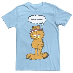 アニメキャラクター メンズ トップス Tシャツ Licensed Character Mens Garfield Leg Day Comic Tee Light Blue ブルー