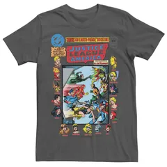 アニメキャラクター メンズ トップス Tシャツ ヴィンテージ Licensed Character Mens Justice League Crisis On Earth Vintage Cover Tee Charcoal チャコール