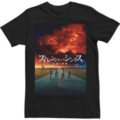 애니메이션 캐릭터 맨즈 탑스 T셔츠 Licensed Character Menstranger Things Poster Kanji Poster Tee Black 블랙