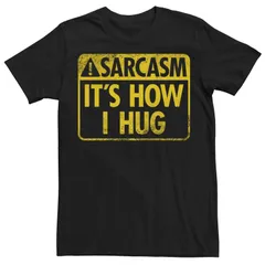 アニメキャラクター メンズ トップス Tシャツ Licensed Character Mensarcasm Its How I Hug Warning Sign Tee Black ブラック