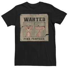 アニメキャラクター メンズ トップス Tシャツ Licensed Character Mens The Pink Panther Wanted Poster Tee Black ブラック
