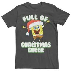 アニメキャラクター メンズ トップス Tシャツ パンツ Licensed Character MenspongeBob SquarePants Full of Cheer Tee Charcoal Heather チャコール