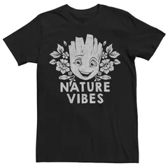 アニメキャラクター メンズ トップス Tシャツ Licensed Character Mens Marvel Guardians Of The Galaxy Groot Nature Vibes Tee Black ブラック