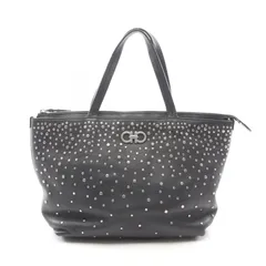 サルヴァトーレフェラガモ Salvatore Ferragamo トートバッグ ガンチーニ ブラック レザー ガンチーニ スタッズ付 トートバッグ レディース Used B