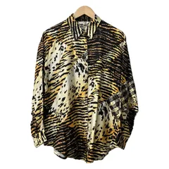 LEONARD SPORT(レオナールスポーツ) 長袖シャツブラウス サイズL レディース - アイボリー×黒×マルチ シルク/ゼブラ柄