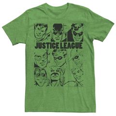 애니메이션 캐릭터 남성 탑스 티셔츠 Licensed Character Mens DComics Justice League Group Shot Panel Poster Tee Kelly Heather 헤더